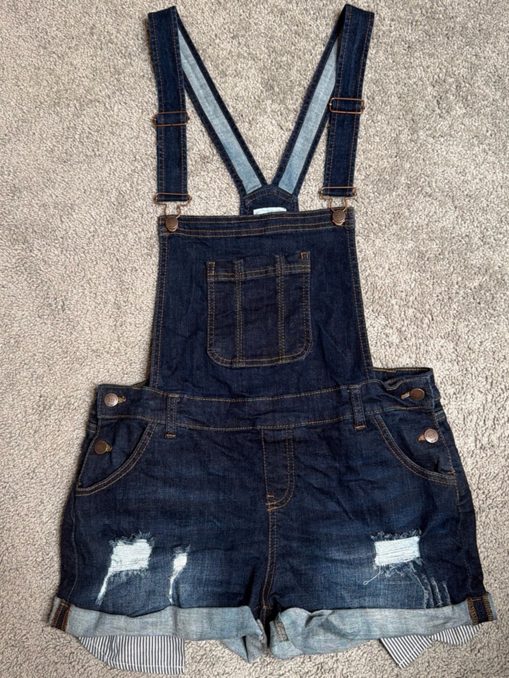 Wax Jean Dark Indigo Denim Short Overalls